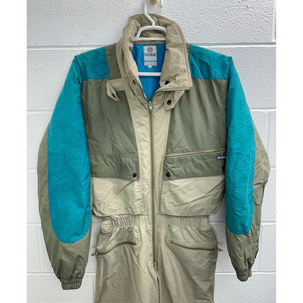 Colmar Ski Snow Suit Tan Green Teal Colorblock Vintage / Men's Large